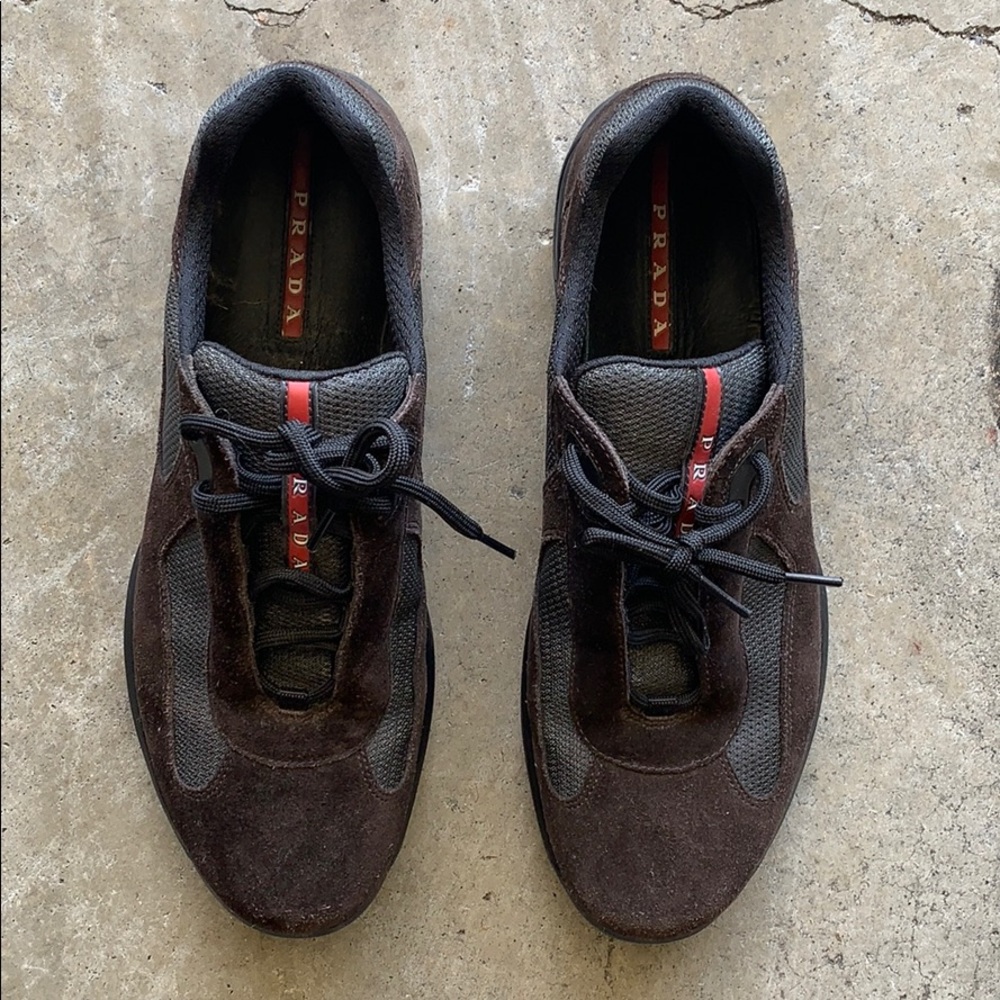 Prada sneakers sz 10 11us brown suede pre owned